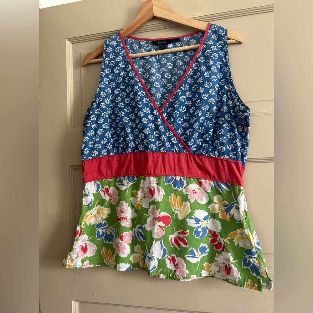 Boden Multicolor Floral Wrap Blouse